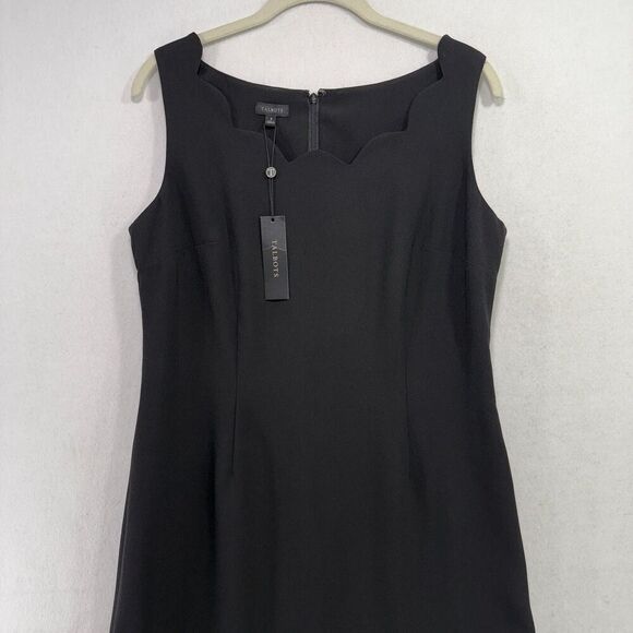 Talbots Dress Women 8 Black Sheath Scalloped Sleeveless Elegant Preppy Classic - Picture 4 of 14